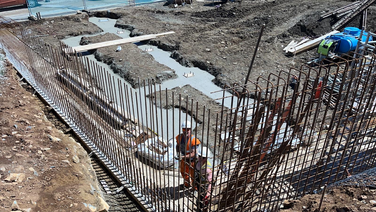 Reinforced concrete retaining wall and slab construction at AYR Holiday Park, St Ives, Cornwall